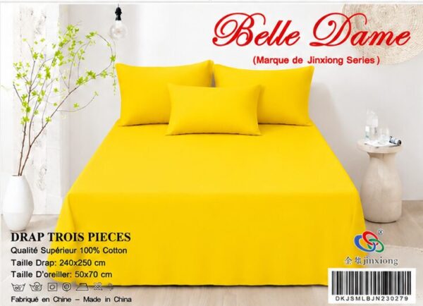 Ensemble Drap 3 Pièces(1 draps/2 taies d 'oreillers) 100% Coton – Qualité Supérieure