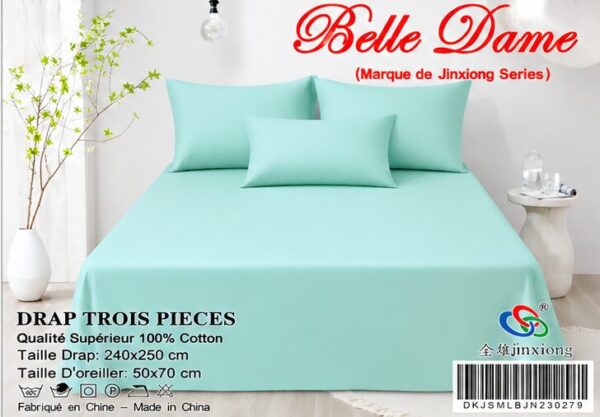 Ensemble Drap 3 Pièces(1 draps/2 taies d 'oreillers) 100% Coton – Qualité Supérieure