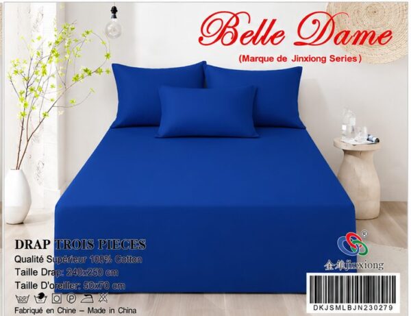 Ensemble Drap 3 Pièces(1 draps/2 taies d 'oreillers) 100% Coton – Qualité Supérieure