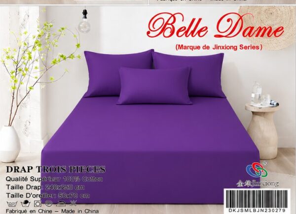 Ensemble Drap 3 Pièces(1 draps/2 taies d 'oreillers) 100% Coton – Qualité Supérieure