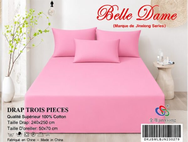 Ensemble Drap 3 Pièces(1 draps/2 taies d 'oreillers) 100% Coton – Qualité Supérieure