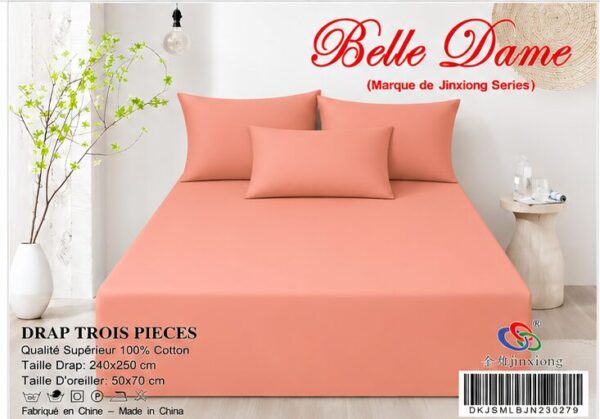 Ensemble Drap 3 Pièces(1 draps/2 taies d 'oreillers) 100% Coton – Qualité Supérieure
