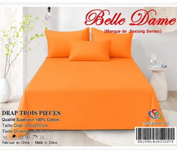 Ensemble Drap 3 Pièces(1 draps/2 taies d 'oreillers) 100% Coton – Qualité Supérieure