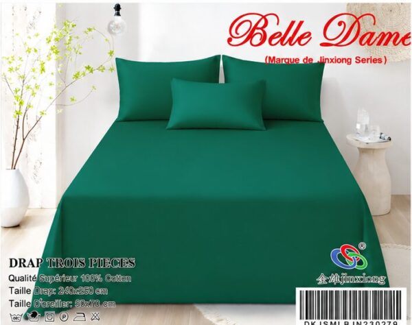 Ensemble Drap 3 Pièces(1 draps/2 taies d 'oreillers) 100% Coton – Qualité Supérieure