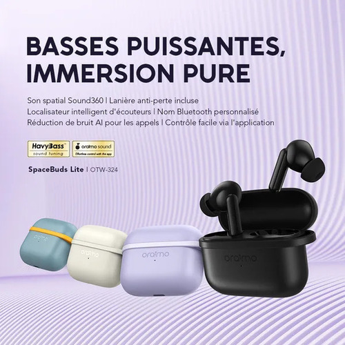 Oraimo SpaceBuds Lite — Écouteurs Bluetooth True Wireless (Noire)