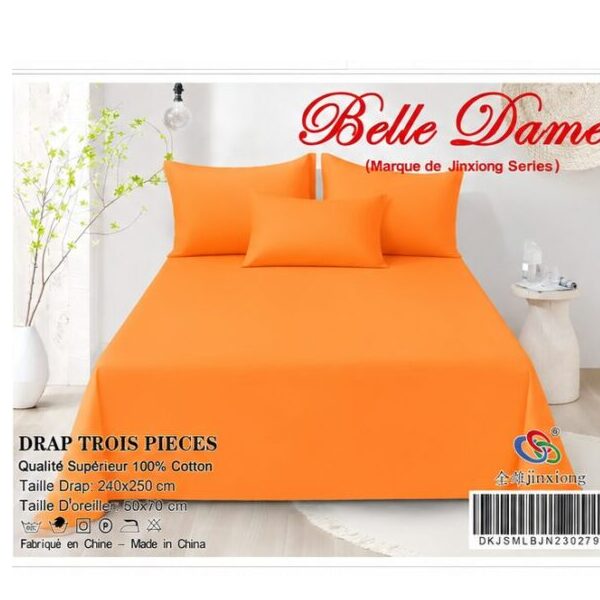 Ensemble Drap 3 Pièces(1 draps/2 taies d 'oreillers) 100% Coton – Qualité Supérieure