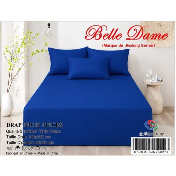 Ensemble Drap 3 Pièces(1 draps/2 taies d 'oreillers) 100% Coton – Qualité Supérieure