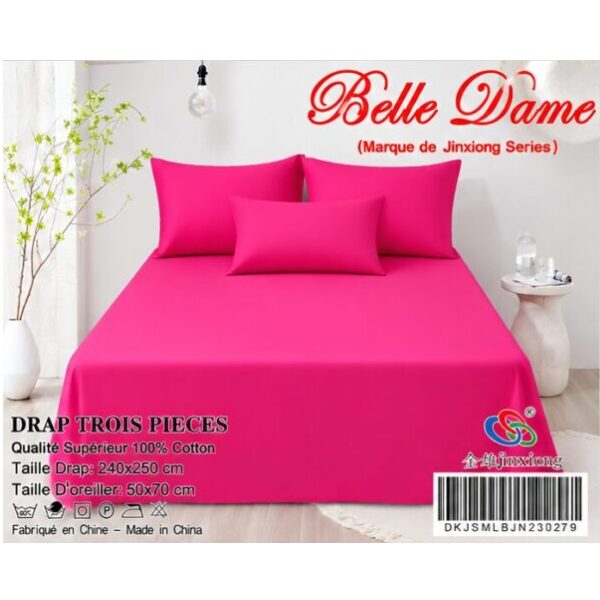 Ensemble Drap 3 Pièces(1 draps/2 taies d 'oreillers) 100% Coton – Qualité Supérieure