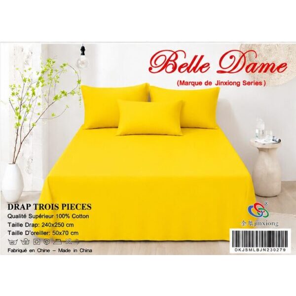 Ensemble Drap 3 Pièces(1 draps/2 taies d 'oreillers) 100% Coton – Qualité Supérieure