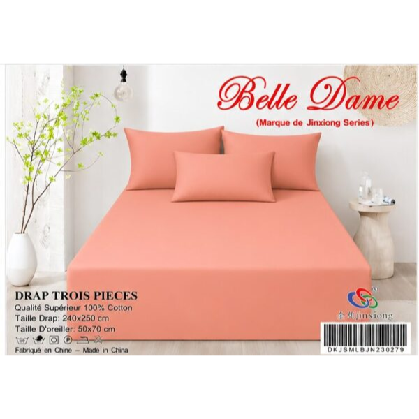 Ensemble Drap 3 Pièces(1 draps/2 taies d 'oreillers) 100% Coton – Qualité Supérieure