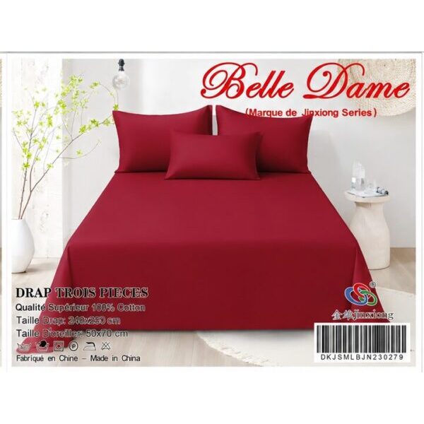 Ensemble Drap 3 Pièces(1 draps/2 taies d 'oreillers) 100% Coton – Qualité Supérieure