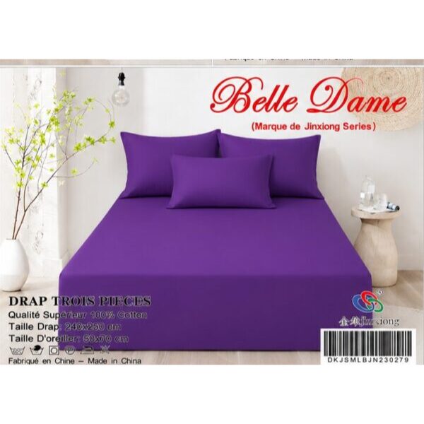 Ensemble Drap 3 Pièces(1 draps/2 taies d 'oreillers) 100% Coton – Qualité Supérieure