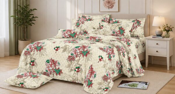 Drap Plat 3 pièces 100% Coton — (Drap 240×250 cm )+ (2 Taies 50×70 cm)