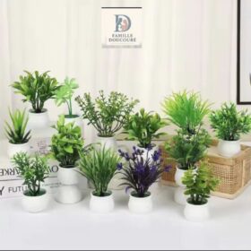 Lot de 10 fleurs artificielles en pot — pots blancs, couleurs variées pour décoration intérieure – Image 2