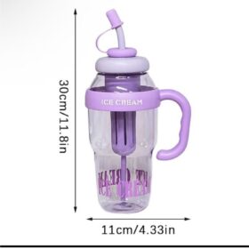 Gourde portable avec paille et infuseur — plastique (800 ml) – Image 4