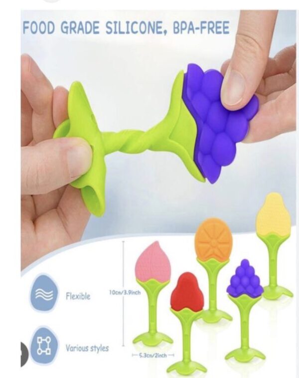 Anneaux de dentition en silicone — Lot de 4 (modèles aléatoires) • Sans BPA