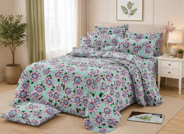 Drap Plat 3 pièces 100% Coton — (Drap 240×250 cm )+ (2 Taies 50×70 cm)
