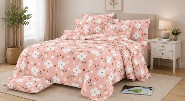 Drap Plat 3 pièces 100% Coton — (Drap 240×250 cm )+ (2 Taies 50×70 cm)