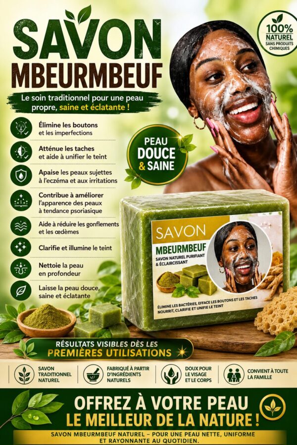 Savon Mbeurbeuf Naturel (Vert / Beige) — Savon traditionnel pour visage & corps