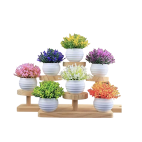 Lot de 10 fleurs artificielles en pot — pots blancs, couleurs variées pour décoration intérieure – Image 1