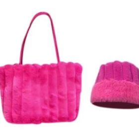 Ensemble sac à main & chapeau en peluche — chic, léger et assorti – Image 4