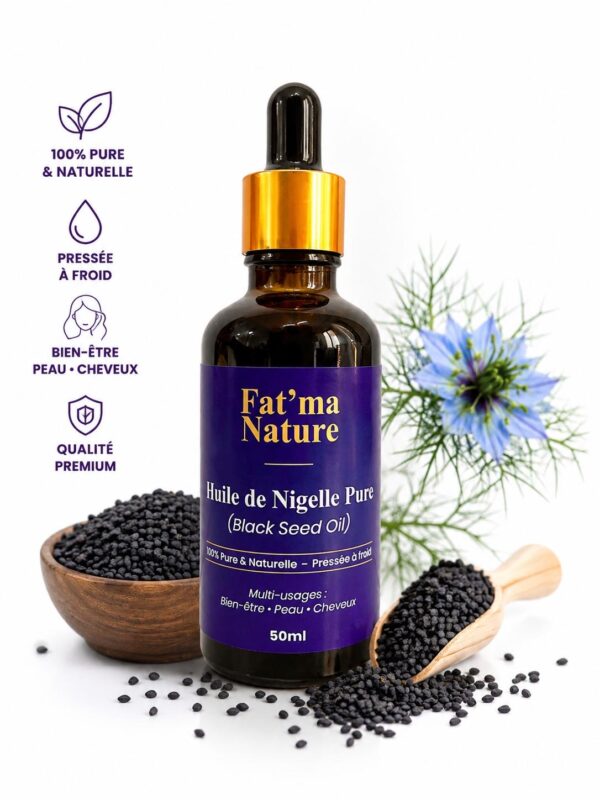 Huile de Nigelle (Nigella sativa) — Pression à froid 60ml Huile de Nigelle (Nigella sativa) — Pression à froid 60ml
