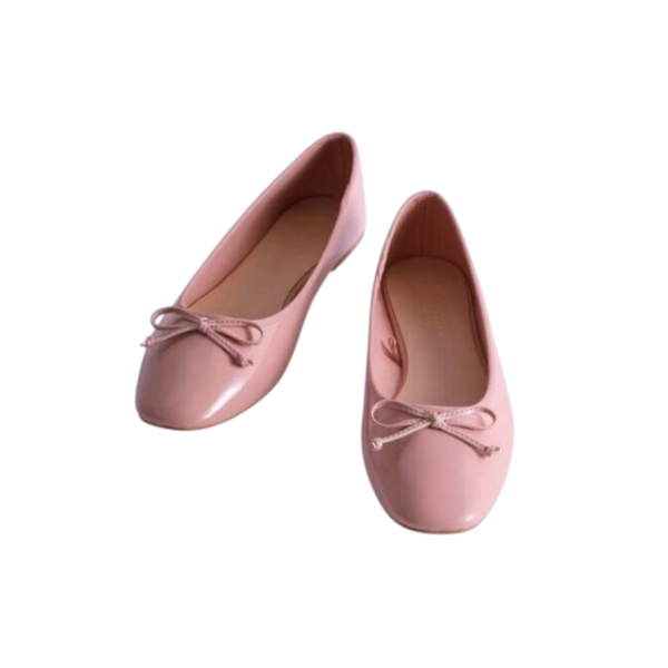 Chaussure Ballerines vernies femme - EU 35–42 (Rose poudré, nœud décoratif)