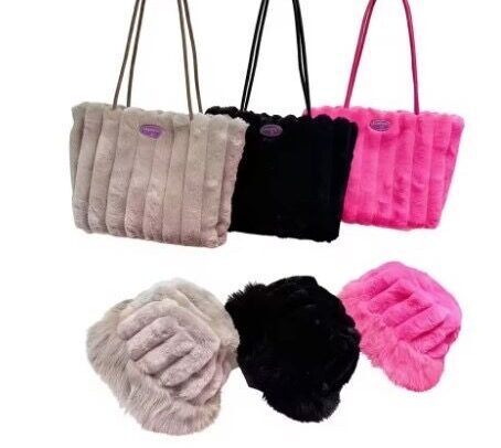 Ensemble sac à main & chapeau en peluche — chic, léger et assorti Ensemble sac à main & chapeau en peluche — chic, léger et assorti