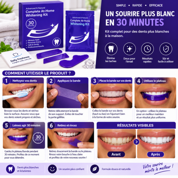 Kit de bandes blanchissantes Purple — 30 min (5–6 applications) Kit de bandes blanchissantes Purple — 30 min (5–6 applications)