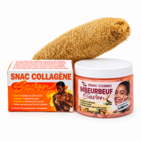 Pack savons et lufa (savon collagène, savon gommant Mbeurbeuf, lufa naturelle)